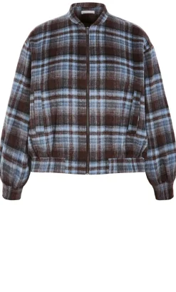 Mila Check Bomber Jacket - tobacco