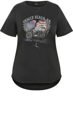 Mila Venice Beach Curved Hem Tee - slate