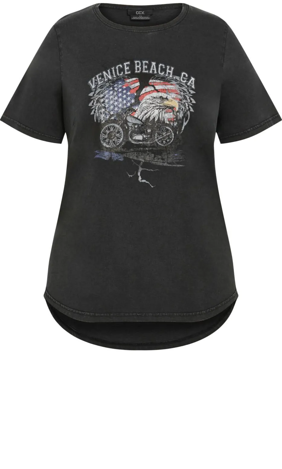 Mila Venice Beach Curved Hem Tee - slate