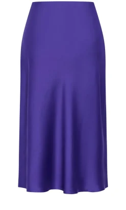 Miranda Satin Midi Skirt - royal purple