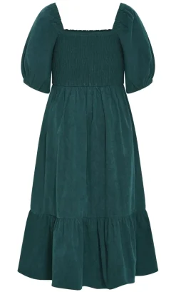 Molli Corduroy Midi Dress - emerald