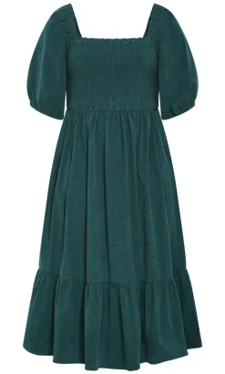 Molli Corduroy Midi Dress - emerald