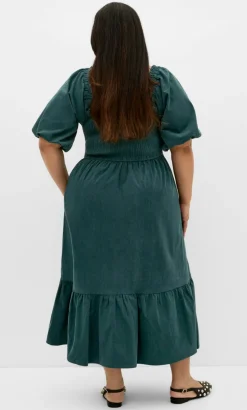 Molli Corduroy Midi Dress - emerald