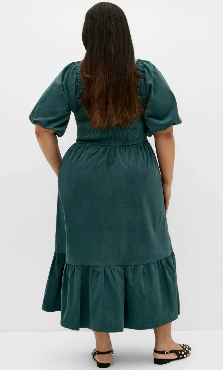 Molli Corduroy Midi Dress - emerald