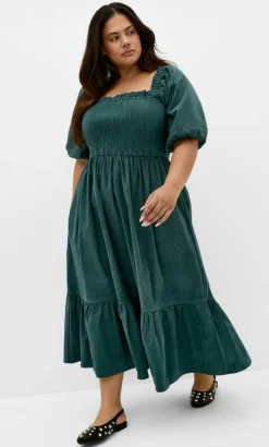 Molli Corduroy Midi Dress - emerald