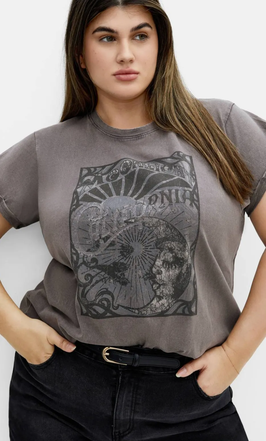 Moonlight Cuff Tee - grey wash
