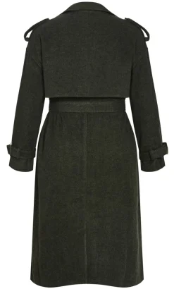 Nadia Longline Belted Trench - hunter green