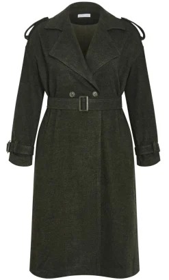 Nadia Longline Belted Trench - hunter green