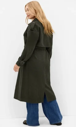 Nadia Longline Belted Trench - hunter green