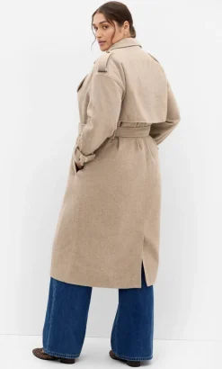 Nadia Longline Belted Trench - caramel