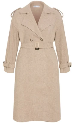 Nadia Longline Belted Trench - caramel