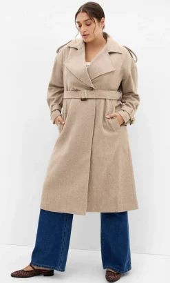 Nadia Longline Belted Trench - caramel