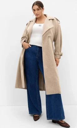 Nadia Longline Belted Trench - caramel