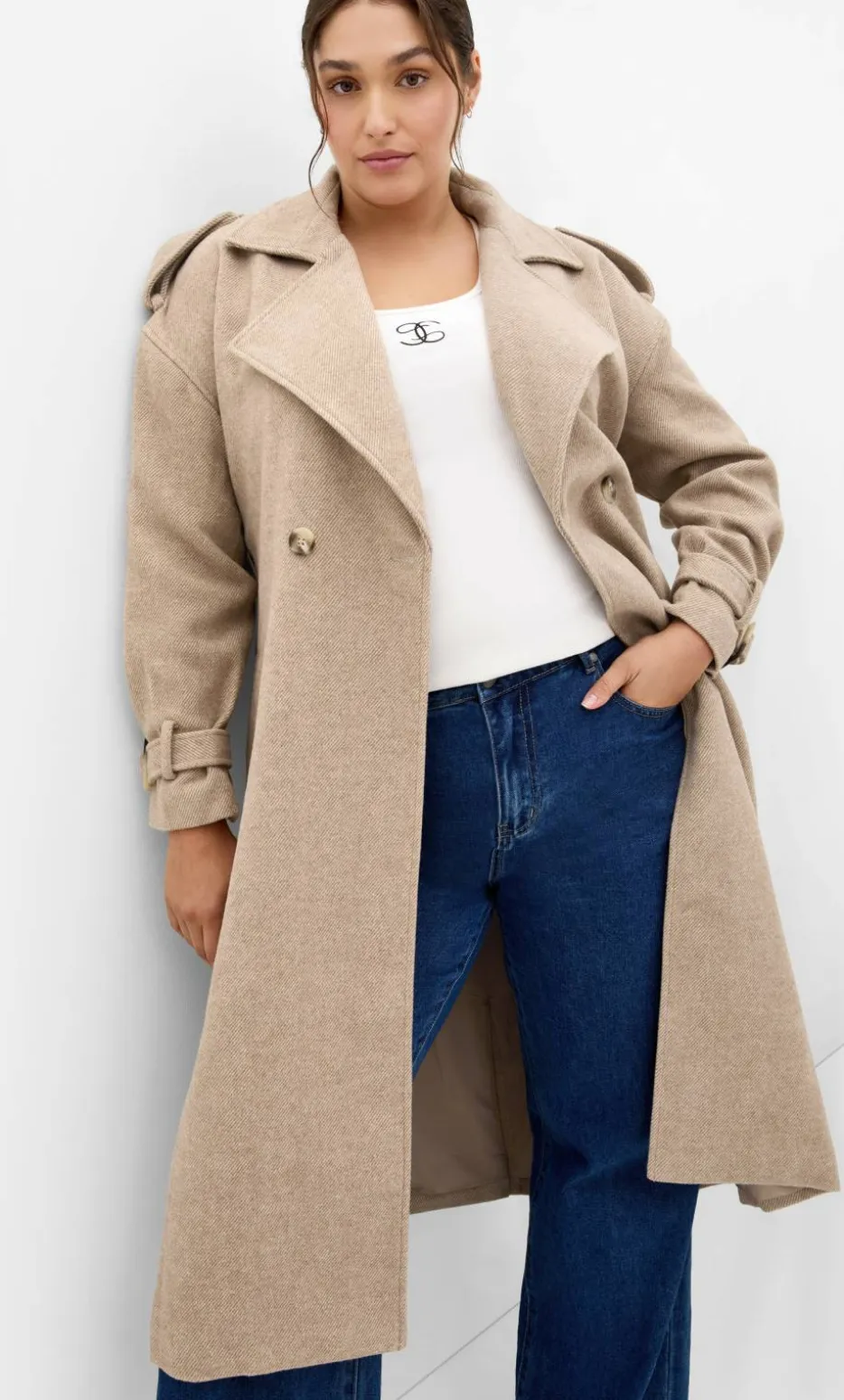 Nadia Longline Belted Trench - caramel