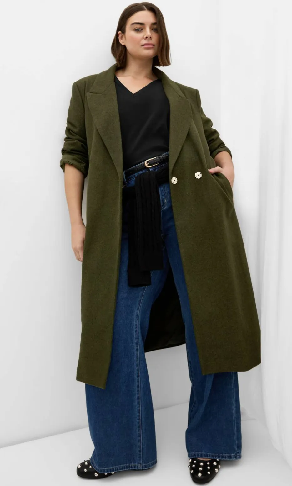 Naomi Longline Melton Coat - hunter green