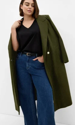 Naomi Longline Melton Coat - hunter green