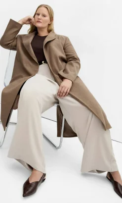 Naomi Longline Melton Coat - taupe