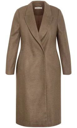 Naomi Longline Melton Coat - taupe