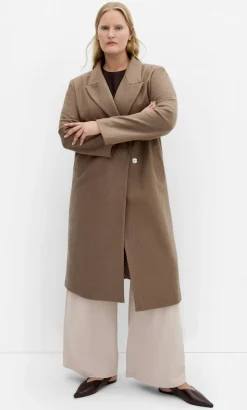 Naomi Longline Melton Coat - taupe