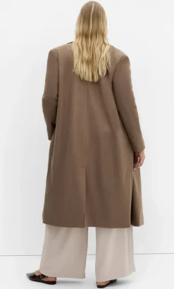 Naomi Longline Melton Coat - taupe