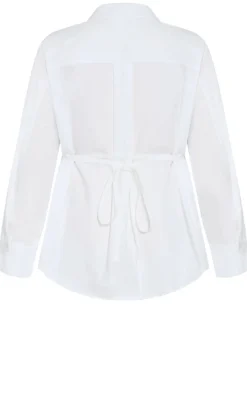 Neck Tie Cotton Shirt - ivory
