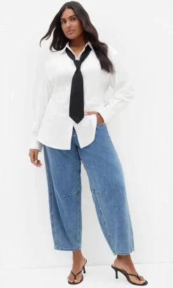 Neck Tie Cotton Shirt - ivory