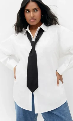 Neck Tie Cotton Shirt - ivory
