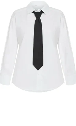 Neck Tie Cotton Shirt - ivory