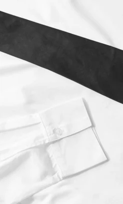Neck Tie Cotton Shirt - ivory