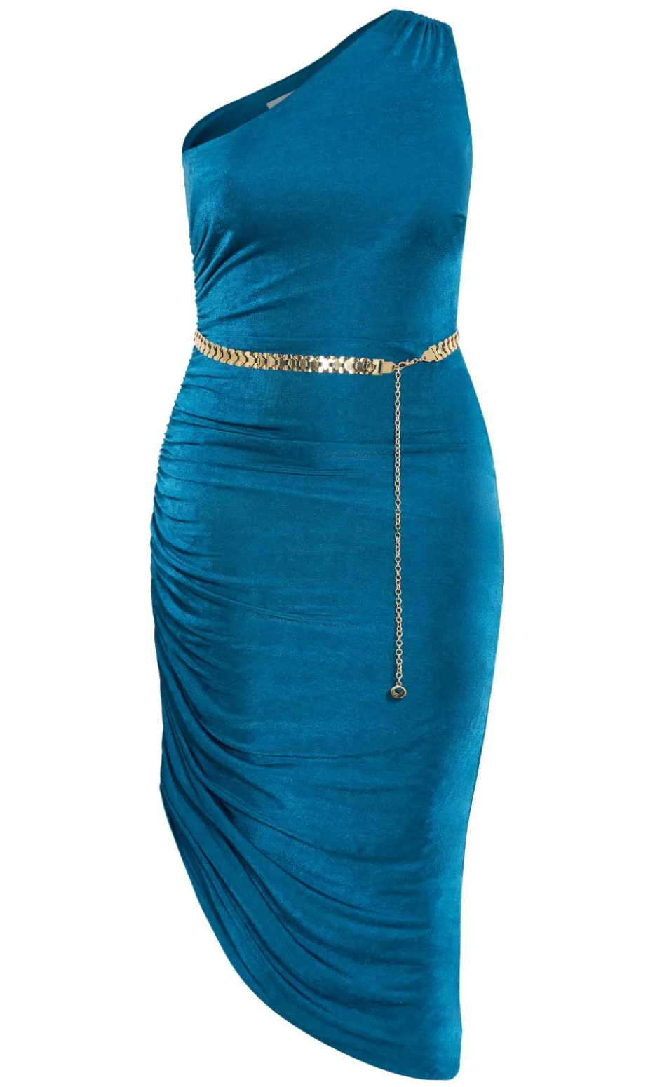 Orbit One Shoulder Slink Dress - poseidon
