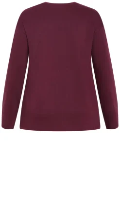 Oversized Amsterdam Long Sleeve Cotton Tee - dark cherry