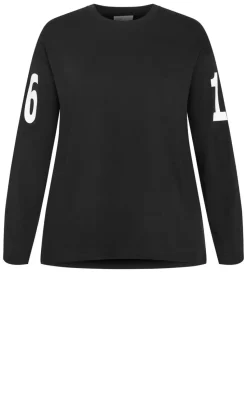 Oversized Brklyn Long Sleeve Cotton Tee - black