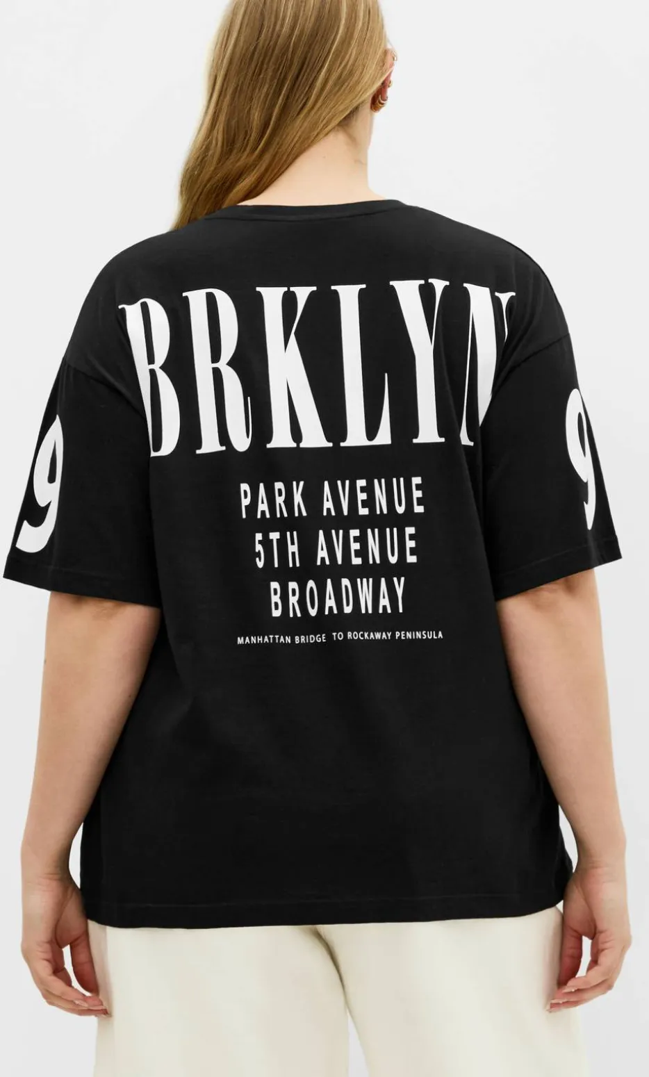 Oversized Brklyn Print Tee - black