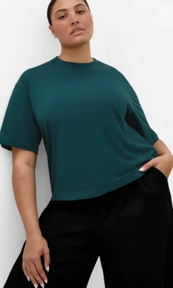 Oversized Crew Neck Tee - deep teal