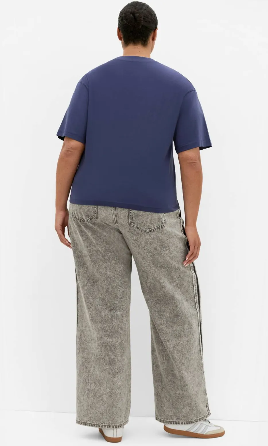 Oversized Crew Neck Tee - dusty indigo