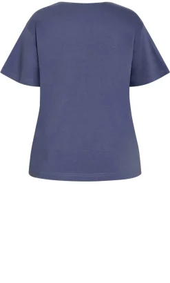 Oversized Crew Neck Tee - dusty indigo