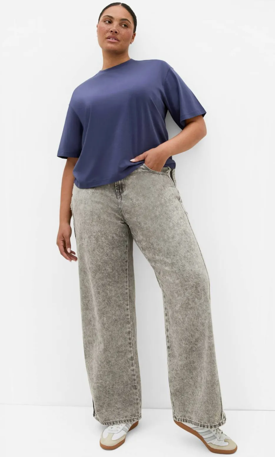 Oversized Crew Neck Tee - dusty indigo
