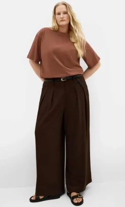 Oversized Crew Neck Tee - tobacco