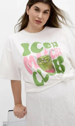 Oversized Matcha Print Tee - ivory