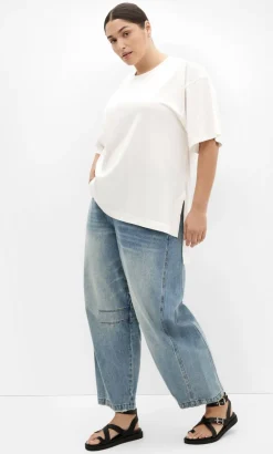 Oversized Split Tee - ivory