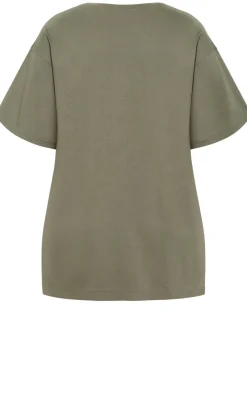 Oversized Split Tee - khaki