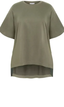 Oversized Split Tee - khaki