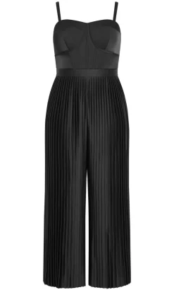Palazzo Pleat Jumpsuit - black