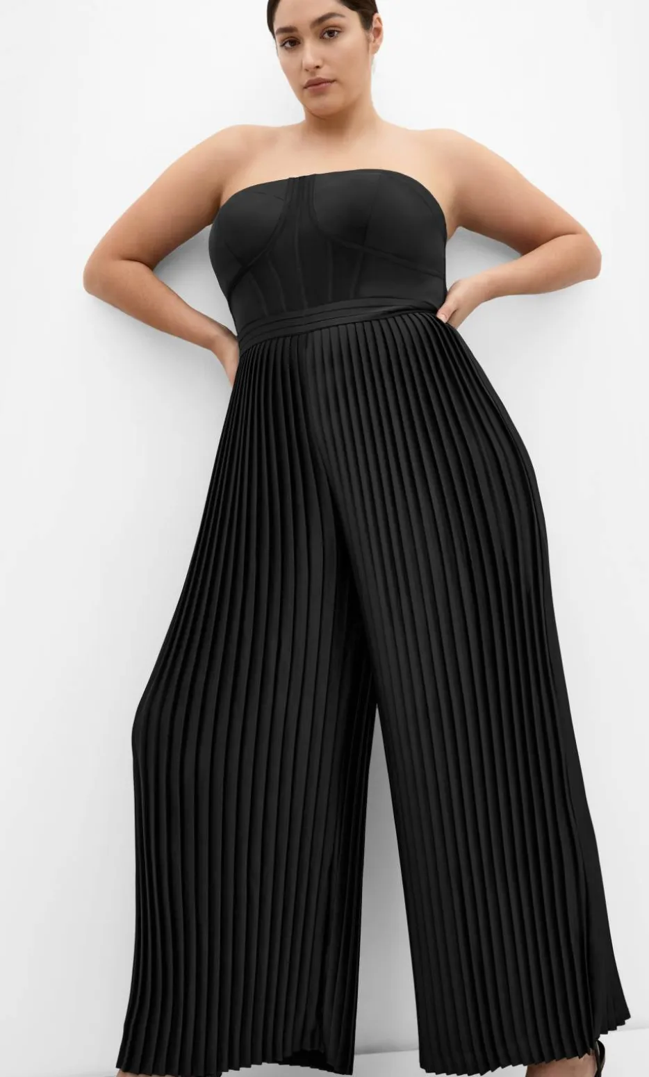 Palazzo Pleat Jumpsuit - black