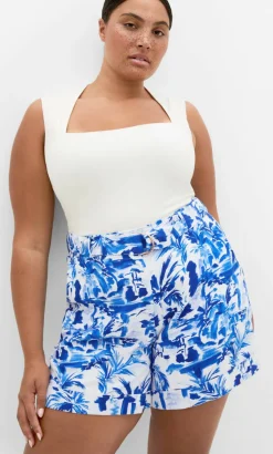 Palm Print Short - blue