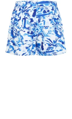 Palm Print Short - blue