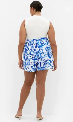 Palm Print Short - blue
