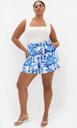 Palm Print Short - blue