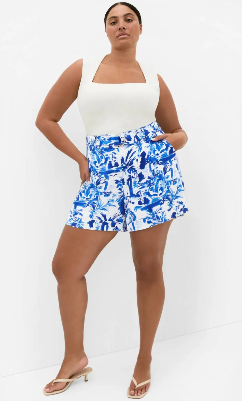 Palm Print Short - blue