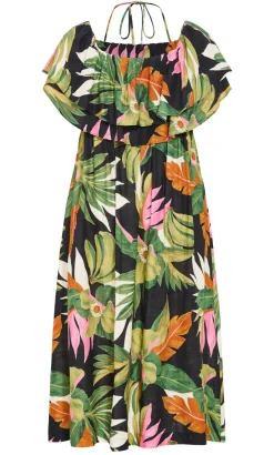 Paradiso Print Maxi Dress - black